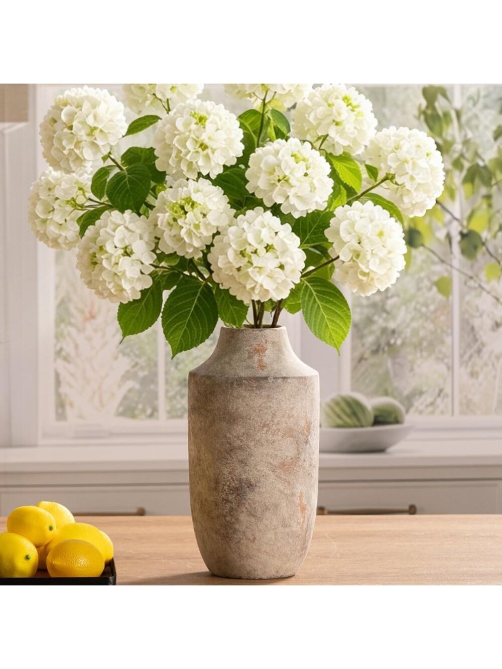 12.5 inch Off-White Terracotta Large Ceramic Flower Vase Farmhouse Home Deco